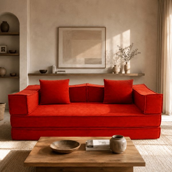 CANAPE COMPRESSE TISSU 3 PLACES QS-014L COULEUR 2405-19 ORANGE