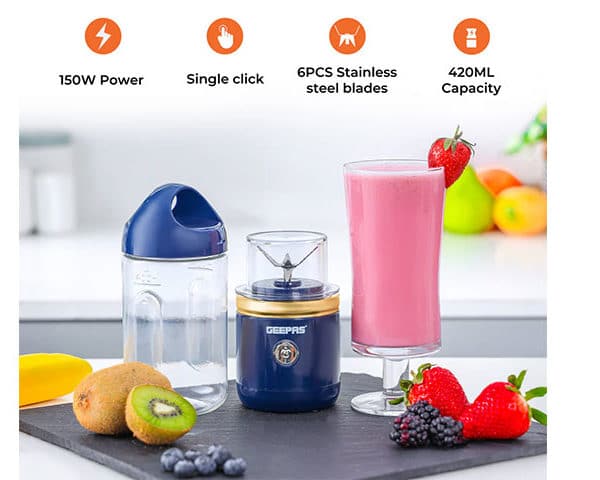 MIXEUR PORTABLE 420ML GEEPAS PLASTIQUE GSB44058 BLEU