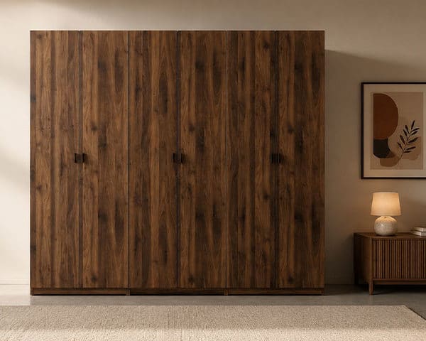 ARMOIRE CHAMBRE A COUCHER 0112 BATTANTE DARK WALNUT 3106 240X600X220