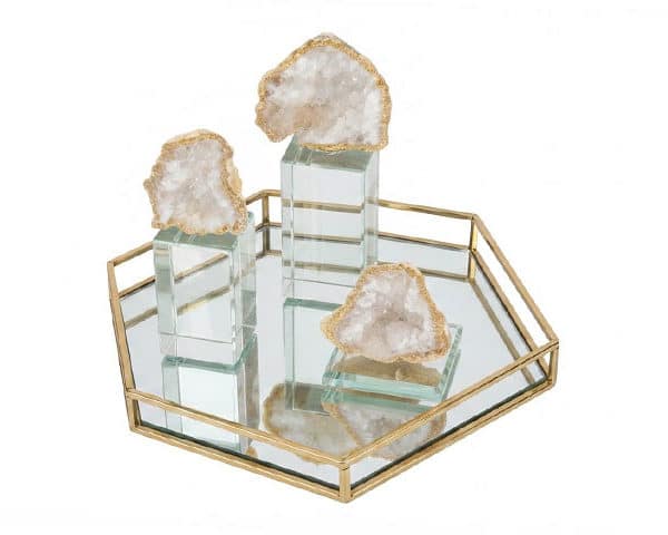 PLATEAU DE DECORATION SET DE 4 PCS REF 6123 COULEUR DORE/ ARGENTE