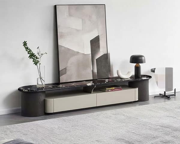 TABLE TELEVISEUR REF 5090 2100X370X380 COULEUR MARRON/BEIGE